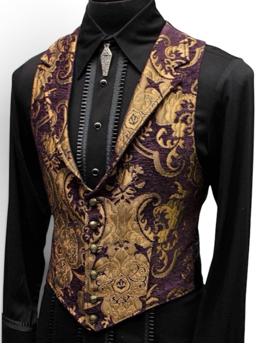 Shrine of Hollywood Aristocrat Size XXL Purple/Gold Tapestry Vest